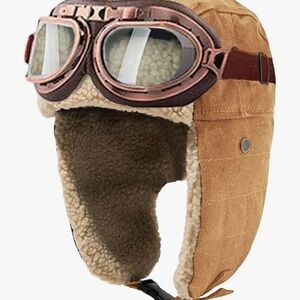 Brown Aviator Hat with Goggles for Kids